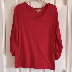 Ellen Tracy long sleeve v-neck shirt. Red size medium.